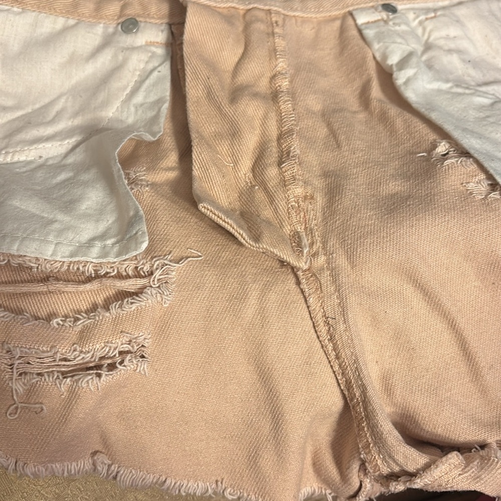 Forever 21 Tan Jean Shorts with Distressed Details - Picture 7 of 8